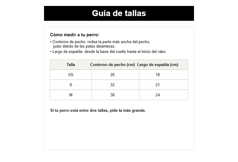 Guía de tallas - chubasquero impermeable reflectante para perros pequeños (XS, S, M)
