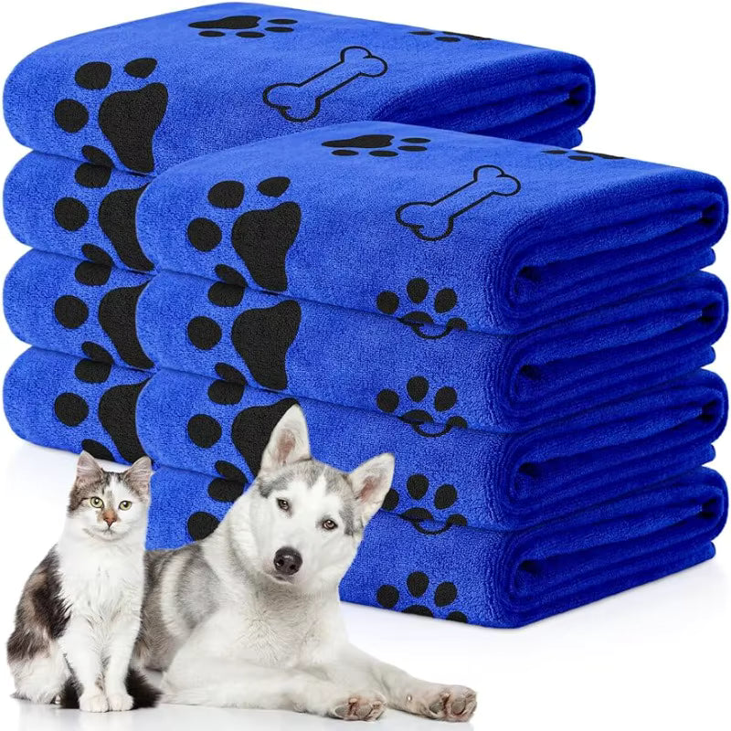 Toalla de secado rápido para perro color azul